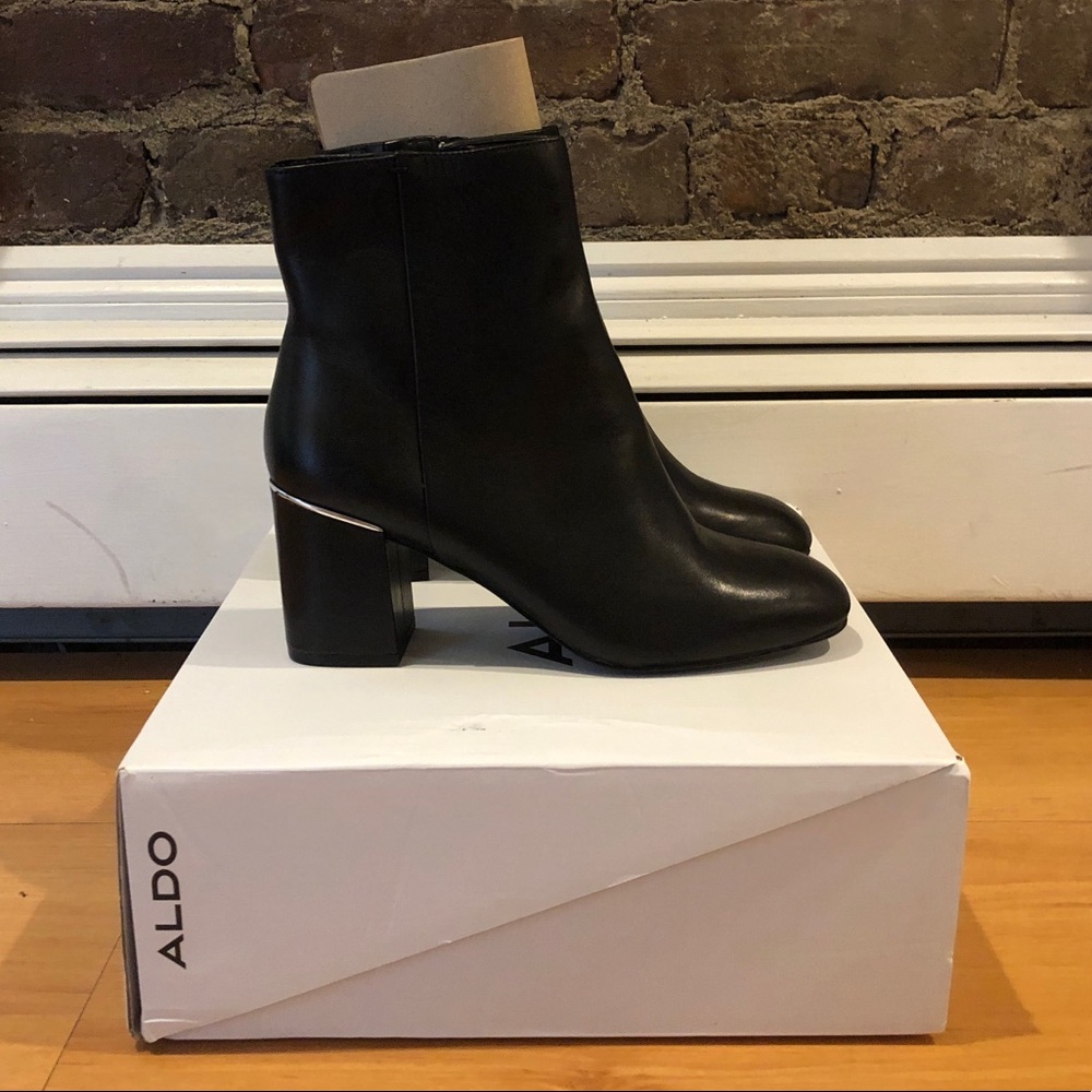 Also block heel booties